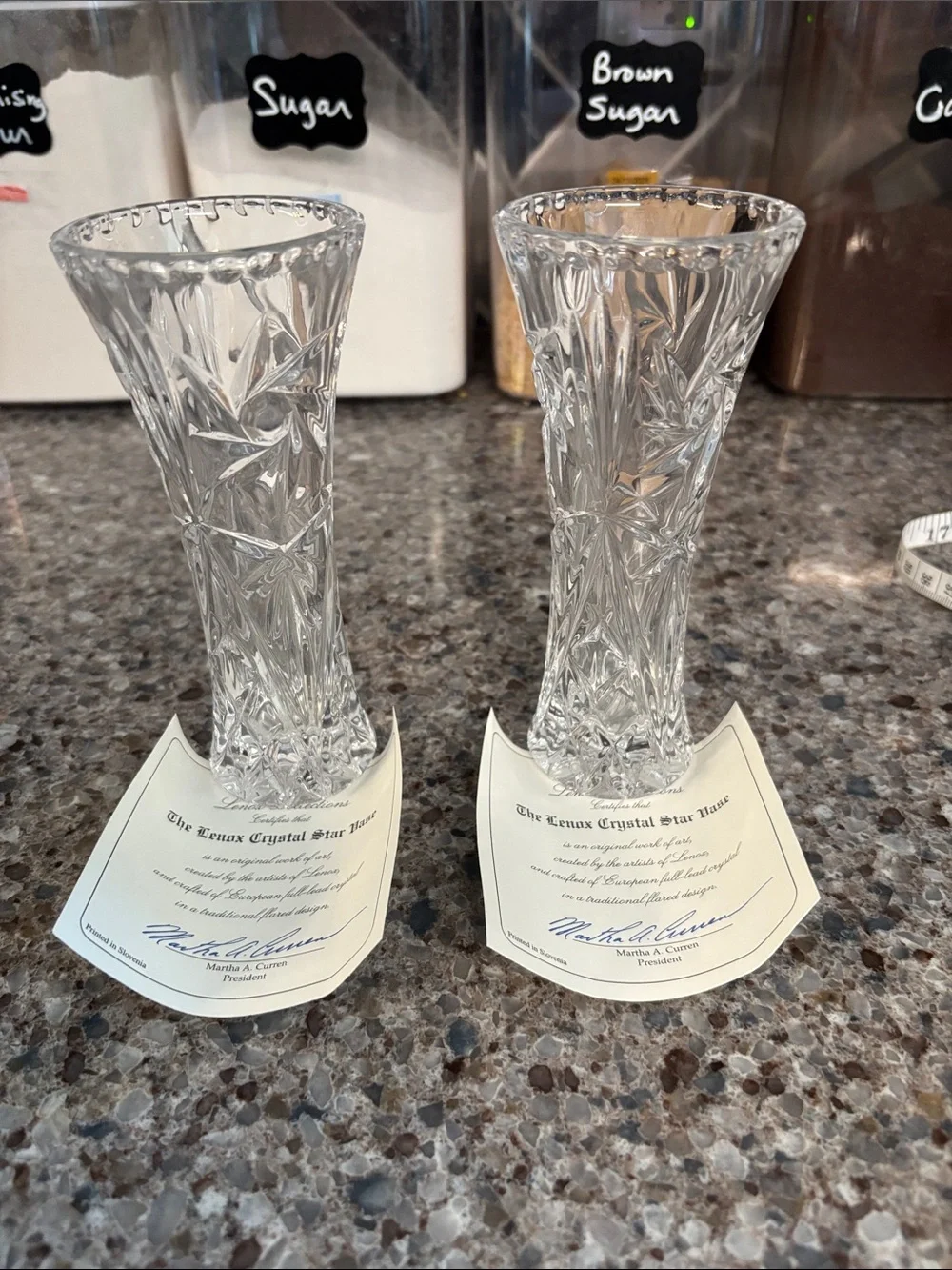 NWOT set of 2 Lenox Crystal Star Bud Vases